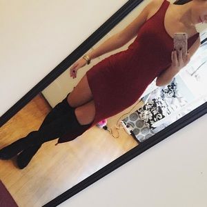 Asymmetrical red tight dress